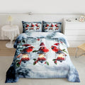 Feelyou Merry Christmas Comforter Set All Season Robin Bird Bedding Set with 2 Pillow Cases Snowflake Microfiber Kids Full Bedclothes Winter Bedroom Decor Duvet Quilt Breathable Soft Lightweight