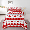Feelyou Christmas Comforter Set Full Size Xmas Tree Bedding Set for Kids Boys Girls Snowflake Heart Duvet Quilt Geometric Bedroom Decor Microfiber 3 Pcs with 2 Pillow Cases