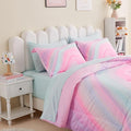 Wajade Girls Pink Comforter Set Bed in A Bag Twin Size 7 Piece 3D Colorful Tie Dye Pink Rainbow Bedding Set for Teens Girls (1 Comforter, 1 Flat Sheet, 1 Fitted Sheet, 2 Pillowcase and 2 Pillow Sham)