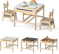 Costzon Kids Table and Chairs, 4 in 1 Wooden Activity Desk Set w/Reversible Whiteboard & Chalkboard, Hidden Storage Space and Drawers for Arts, Crafts, Play, Toddler Table and Chair Set (Alien Shape)