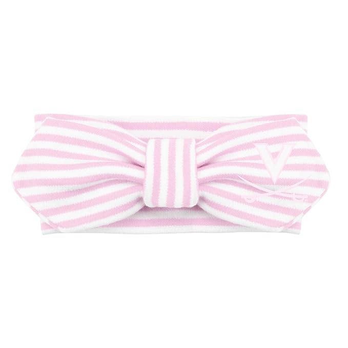 Creative Knitwear Virginia Cavaliers Infant Girls Pink/White Striped Hair Knot Headband Embroidered Logo - Size Newborn - 4T