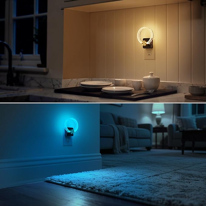 DORESshop Night Lights Plug Into Wall, LED Night Light Color Changing RGB with Dusk-to-Dawn Sensor, Adjustable Brightness Dimmable Nightlights for Hallway, Bedroom, Kids Room, Christmas Gifts