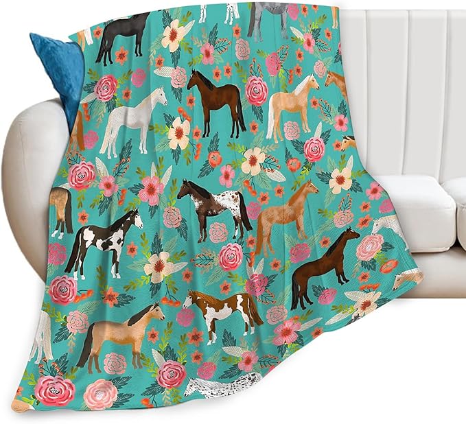 Tijuboni Horse Throw Blanket Horse Gifts for Girls Boys Women Men Kids Adults Soft Flannel Fleece Blanket for Couch Sofa Bed Home Decor 40"x50"