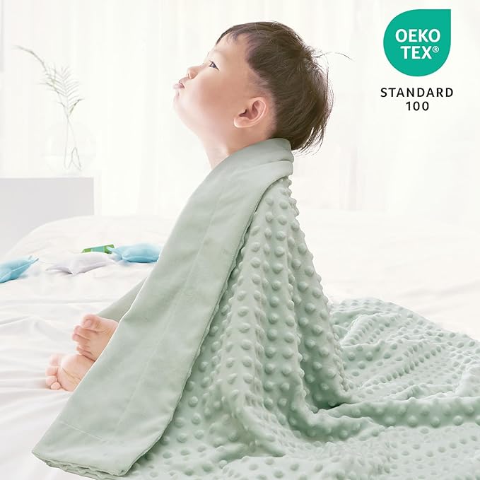david's kids Micro Fleece Minky Baby Blanket for Girls with Double Layer and Soothing Raised Dots, Breathable and Soft Lightweight Receiving Blanket for Newborns 30x40 Inches, Sage Green