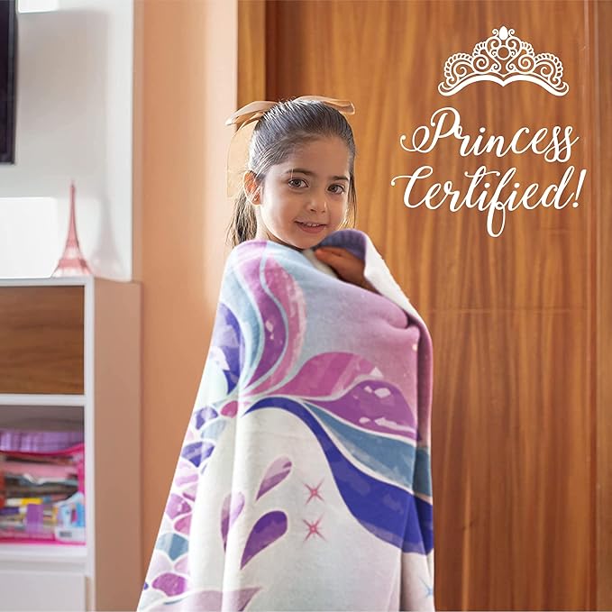 Personalized Mermaid Fleece Blanket - Ships Next Day, Made in USA - Custom, Soft, & Plush, Couch Bed Throw for Kids, Girls Bedroom Décor, Pink & Purple (Sherpa – 50x60)