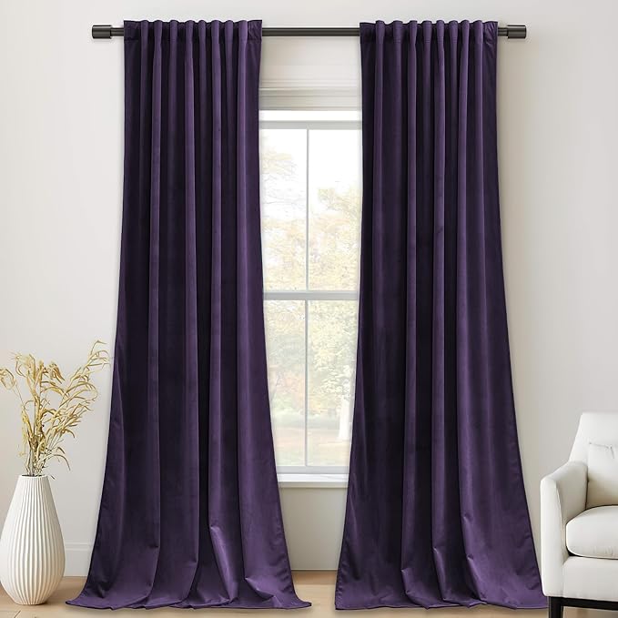 StangH Velvet Curtains Room Darkening, Thermal Insulated Drapes for Bedroom Living Room, Purple Orchid Color Window Treatment, 52 x 108 Inch, 2 Panels