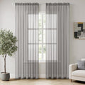 MIULEE 2 Panels Solid Color Sheer Window Curtains Elegant Window Voile Panels/Drapes/Treatment for Bedroom Living Room (54X96 Inches Grey)