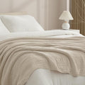 PHF Cooling Muslin Blanket King Size 104"x80", 6-Layer Lightweight Gauze Blanket Made from 35% Rayon Derived from Bamboo & 65% Cotton, Breathable & Ultra Soft Cozy, Aesthetic Home Decor, French Oak