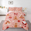 Feelyou Christmas Kids Comforter Set Queen Size Santa Bedding Set Gingerbread Man Duvet Quilt for Kids Boys Girls Bedroom Snowflake Decor Microfiber Ultra Soft Breathable