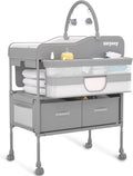 Baby Changing Table, Versatile Folding Changing Table, Waterproof Diaper Changing Station, Adjustable Height with 2 Drawers,Baby Changing Station, Mobile Nursery for Infant and Newborn