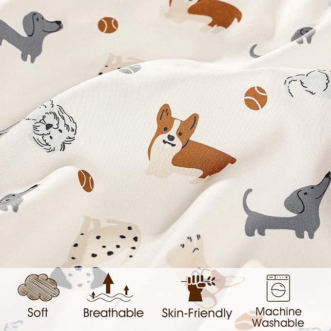 PHF 3 Pack Soft Pet Dogs Crib Sheets Fitted, Comfy Breathable Baby Sheets for Boys Girls, 28x52 Inches Fits Standard Crib and Toddler Mattresses, Pet Dogs