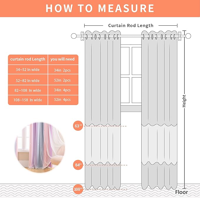 XiDi Curtains for Girls Bedroom Kids Room Unicorn Princess Theme Home Decor 63 inches Length Grey/Pink/Purple, W52 X L63 2 Panels