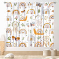 Boho Rainbow Curtains for Girls Bedroom, Bohemian Cute Lovely Butterfly Floral Rainbow Print Pastel Baby Kids Girls Bedroom Living Room Nursery Playroom Classroom Curtains for Windows, 42"x54" Inch