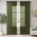 MIULEE 2 Panels Solid Color Sheer Window Curtains Elegant Window Voile Panels/Drapes/Treatment for Bedroom Living Room (54X96 Inches Olive Green)