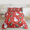 Feelyou Merry Christmas Comforter Set Queen Size Cute Snowman Bedding Set for Kids Boys Girls Christmas Tree Duvet Quilt Love Hearts Microfiber 3 Pcs with 2 Pillow Cases