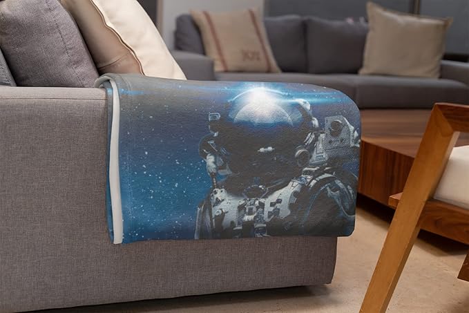 Personalized Astronaut Space Fleece Throw Blanket | Custom Adult & Kids Soft Warm Travel Blanket | Birthday Gift for Boys & Girls (Space V5, 30x40)