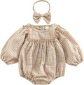2pcs Infant Baby Girls Romper Dress Headband Long Sleeve Clothing Flowers Newborn Boho Girl Outfit Jumpsuit Clothes