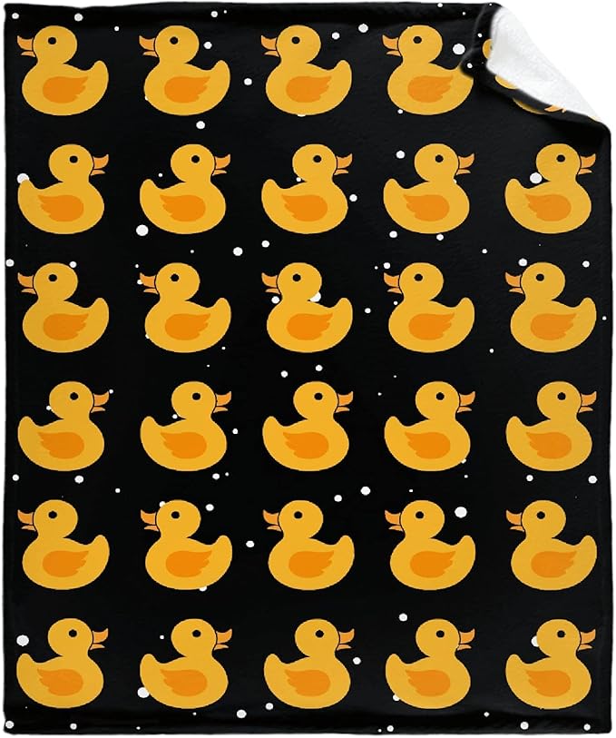 Thuswarm Cute Snowflake and Duck Flannel Blanket for Autumn Winter Gifts Warm Cozy Soft Funny Print Throw for Bed Couch Sofa 120”×90” Extra Large for Family