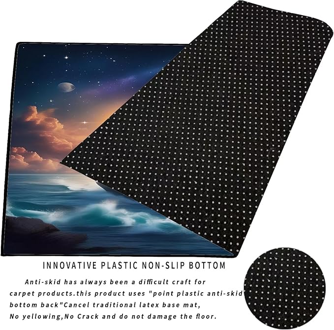 Nautical Ship Rug for Kids Room Galaxy Ferry Boat Rugs for Boys Bedroom Ocean Cloud Carpet Sun Planet Printed Throw Rugs for Teens Living Room,39 in x 79 in