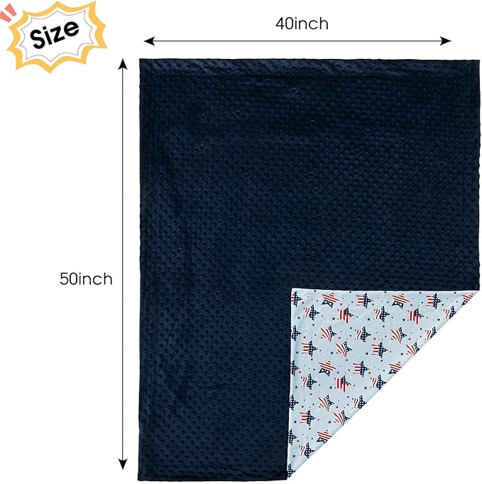 david's kids Micro Fleece Minky Baby Blanket for Boys Girls with Double Layer and Soothing Raised Dots, Breathable and Soft Lightweight Receiving Blanket for Newborns, 40x50 Inches, Flag