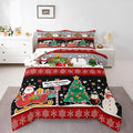 Erosebridal Christmas Tree Decor Quilts Cartoon Snowman Comforter Set for Teens Kids Boys Xmas Deer Elk Santa Claus Bedding Set for New Year Snowflake Red and Black Duvet Insert Full Size