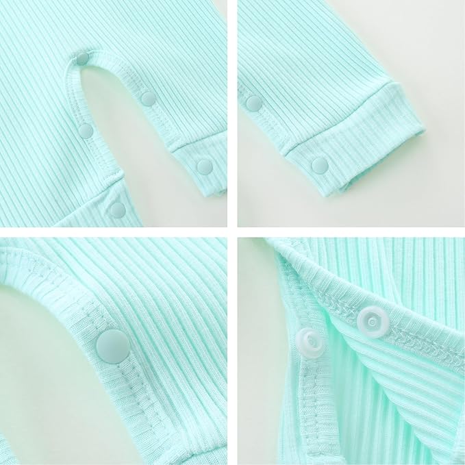Baby Romper with Baby Mittens & Newborn Hats Footless Long Sleeve Solid Onesie Hi Im New Here