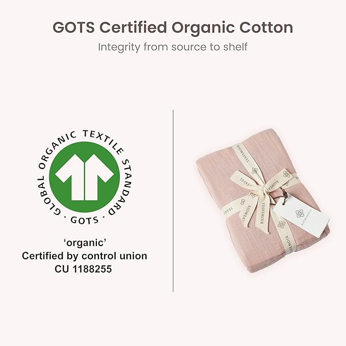 Bioweaves Organic Cotton Muslin Bassinet Sheet, GOTS Certified Extra Soft Fitted Sheet, Universal Fit for Oval Baby Bassinet Mattresses, 33" x 17", 4 Inch Pocket, Dusty Pink