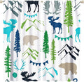 Forest Woodland Curtains, Wild Nature Bear Moose Deer Pine Trees Mountain Cabin Lodge Blackout Rod Pocket Windows Door Curtain for Bedroom Living Room Home Decor 63x63in