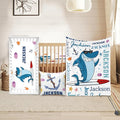 Custom Crib Bedding Set - Marine Animals Design Personalized Name Baby Nursery Bedding 3 Pcs Set - Chic Soft Blanket, Sheet, Pillowcase for Newborns Boys Girls Gifts Color19