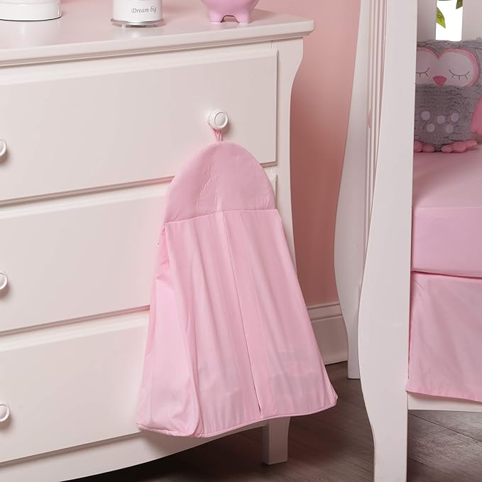 EVERYDAY KIDS 4 Pc Crib Bedding for Girls Nursery Set Includes Baby Bed Quilt, Fitted Sheet, Dust Ruffle and Diaper Stacker- Nursery Bedding Set - Baby Crib Bedding Set in Pink
