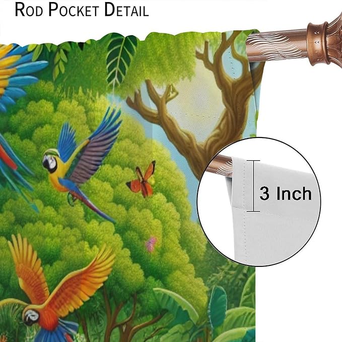 Animals Window Curtain Cartoon Jungle Forest Elephant Lion Print Curtains for Kids Boys Girls Nursery Baby Bedroom Playroom Home Decor Window Drapes 72" W X 63" L