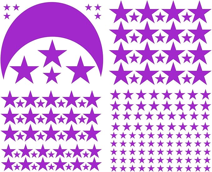 Moon and Stars Wall Decal Vinyl Sticker for Kids Boy Girls Baby Room Decoration Good Night Nursery Wall Decor Home House Bedroom Design YMX16 (Fuchsia)