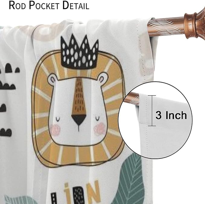 Little Lion King Curtains for Baby Child,Cute Funny Forest Animals,Tropical Jungle Leaves Wildlife Boho Cartoon Rainbow Print Blackout Window Drapes for Nursery Boys Girls Kids Bedroom 42x45 Inch