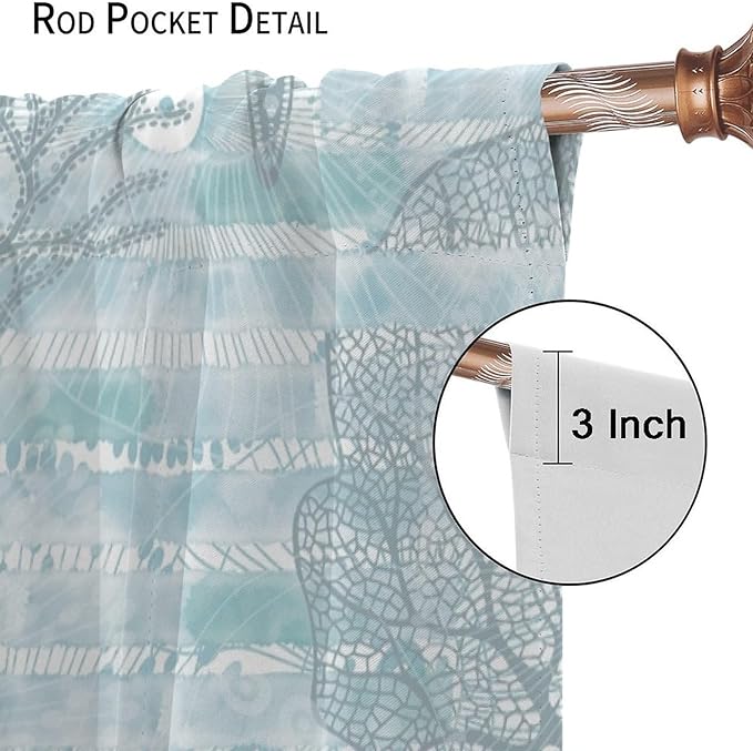 Starfish Curtains，Starfish and Seashells Coastal Curtain Ocean Themed Underwater Marine Decor Waterproof Fabric Curtain Set 2 Panels,55x63 Inches