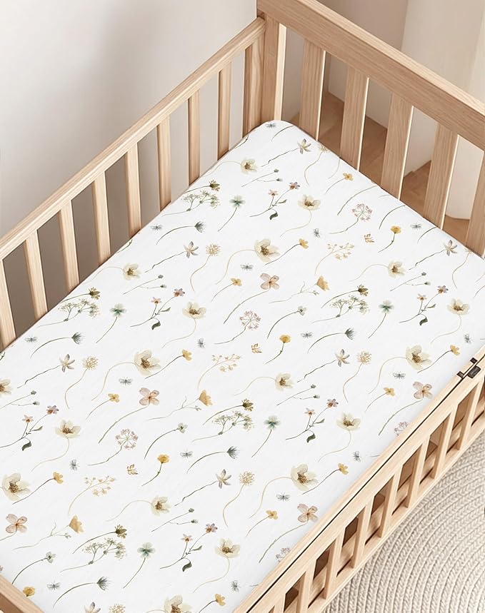 Crib Sheets for Boys and Girls, 2 Pack Fitted Baby Sheets for Standard Toddler Mattress 28" x 52", Soft Breathable Jersey Knit Baby Bedding (Butterfly Garden)