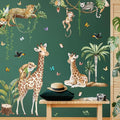 Jungle Safari Watercolor Wall Stickers - Large Removable Animal Wall Decals (Leopard, Giraffe, Monkey, Koala) with Tropical Plants Vines & Butterflies DIY Nursery Decor for Kids Bedroom, Classroom