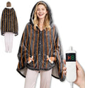 Heated Blanket Wearable Electric Throw, Heated Robe Poncho Blanket Hoodie for Adult, Electric Heated Wrap Poncho Shawl with Pockets, 10 Heating Levels & 8 Hours Time Settings, 40'' X 70''
