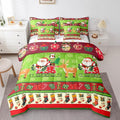 Feelyou Christmas Santa Claus Deer Bedding Set Cartoon Stockings Bedding Set for Kids Boys Girls Teens Decor Christmas Snowflake Bed in a Bag Kawaii Bed Set 7Pcs Queen Size