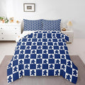 Feelyou Christmas Kids Comforter Set Toddler Size Checkered Bedding Set Gingerbread Man Duvet Quilt for Kids Boys Girls Bedroom Xmas Decorations Decor Blue Microfiber Ultra Soft Breathable