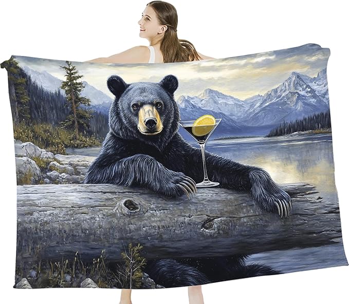 Tijuboni Bear Cabin Throw Blanket Bear Gifts for Girls Boys Women Men Kids Adults Soft Flannel Fleece Blanket for Couch Sofa Bed Home Decor 50"x60"