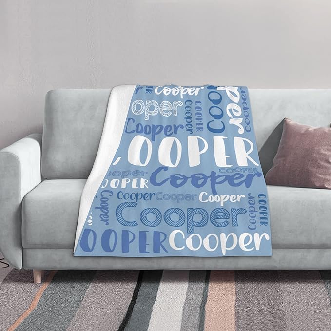 Dr.TOUGH Personalized Blankets with Name Customized Baby Blankets for Girls Boys Adults Monogrammed Blankets and Throws Christmas Birthday Mothers Fathers Valentines Day Gift (Sky Blue,30''×40'')