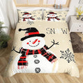 Manfei Kids Snowman Duvet Cover Set Full Size, Black Snowflake Xmas Comforter Cover with 2 Pillowcases, Christmas Theme Bedding Set 3pcs for Boys Girls Adults New Year Bedspread Cover,No Comforter