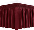 Biscaynebay Wrap Around Bed Skirts for King & Cal King Beds 22" Drop, Burgundy Adjustable Elastic Dust Ruffles Easy Fit Wrinkle & Fade Resistant Silky Luxurious Fabric Solid Machine Washable