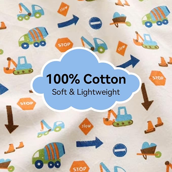Kids Throw Blanket – Soft Cotton Toddler Blanket with Construction Vehicles Puzzle Pattern, Lightweight Breathable Bed Throw with Stitched Edges, 40 x 60 in (101.6 x 152.4 cm)