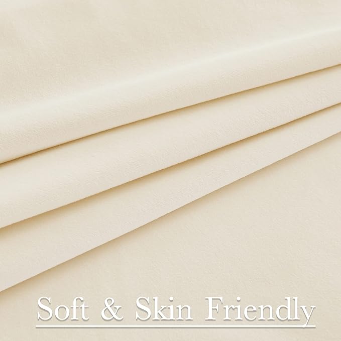 StangH Soft Ivory White Velvet Curtains 90 inch Length Ensure Privacy Thermal Insulated Window Drapes for Kids Room Back Tab Elegant Home Decor, W42 x L90, 2 Panels