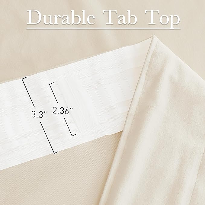 StangH Elegant Ivory White Velvet Curtains Back Tab Privacy Protect Thermal Insulated Drapes for Sliding Door Living Room Wide Backdrops for Party, W62 x L90, 2 Panels