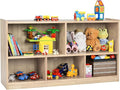 Costzon 2-Shelf Bookcase for Kids, Wooden Toy Storage Organizer for Books Toys, 5-Section Freestanding Classroom Daycare Montessori Bookshelf for Preschool, Home Playroom & Kindergarten (Natural)