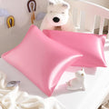 NTBAY Silk Satin Toddler Pillowcases, Small Pillow Case Pillow Cover 14x20 Inches with Envelope Closure, Soft and Silky Cooling Travel Pillow Covers for Nursery, Kids, Boys and Girls, Pink, 2 Pack