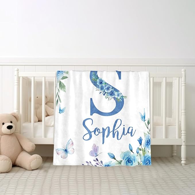 Ships Next Day, Personalized Baby Blankets, Custom Baby Blanket with Name for Girls,Gift for Chrismas Birthday Memorial Day, Customized Flannel Blanket for Kids Adults 30"X40"