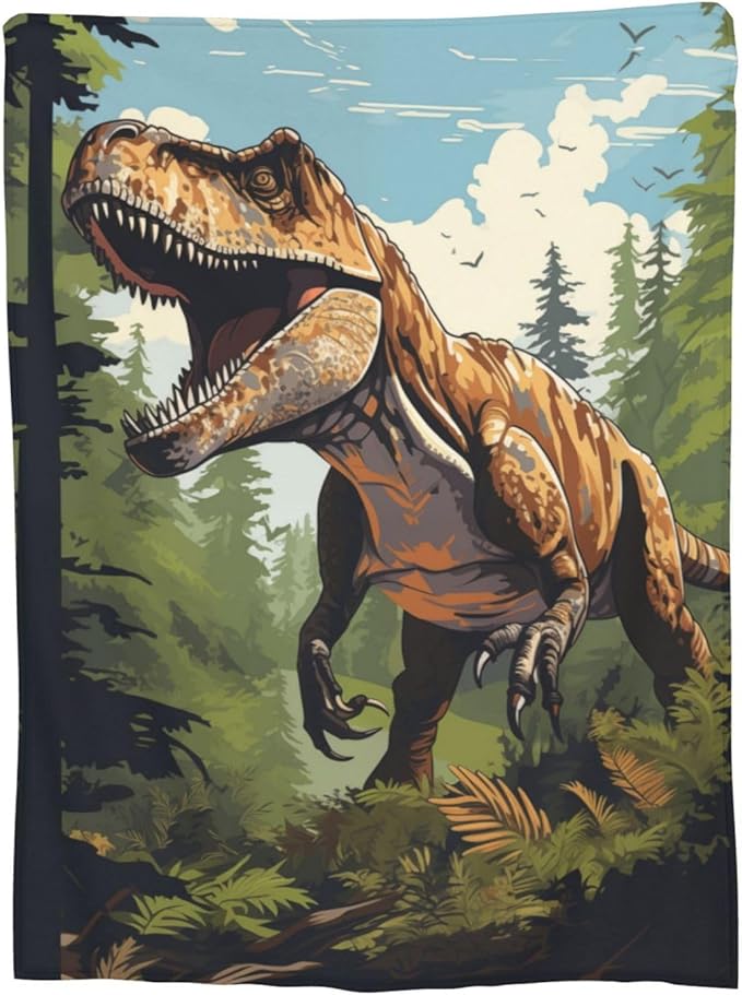 Dinosaur Blanket Gifts for Boys Kids Jurassic Tyrannosaurus Dino Flannel Throw Blankets for Home Couch Bed Sofa Soft Fuzzy Lightweight Decor All Season 80x60 Inches